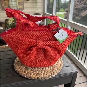 Kate Spade Red Woven Tote Bag